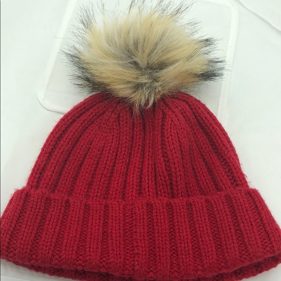 J. Crew Accessories - J.Crew Ribbed beanie Faux Fur Pom Winter Hat